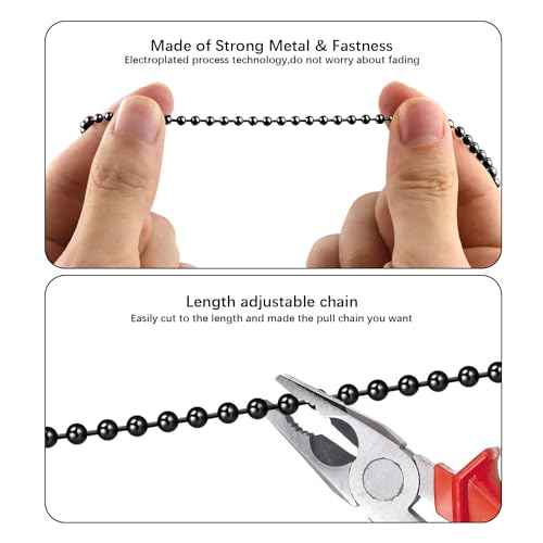 Ceiling Fan Pull Chain Extender, 2pcs Wooden Decorative Pendant Extension Chains, 12 Inches Lighting & Fan Beaded Ball Fan Cord Extender Ornament with Connector