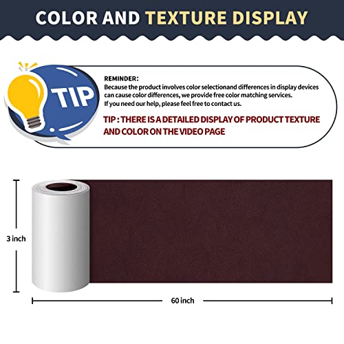 Leather Repair Patch,Leather Repair Tape, 3 x 60 inches Leather Repair Patch for Furniture,Vinyl Repair Kit,Leather Couch Patch,for Sofas, Furniture, Car Seats, Office Chairs(Mulberry)