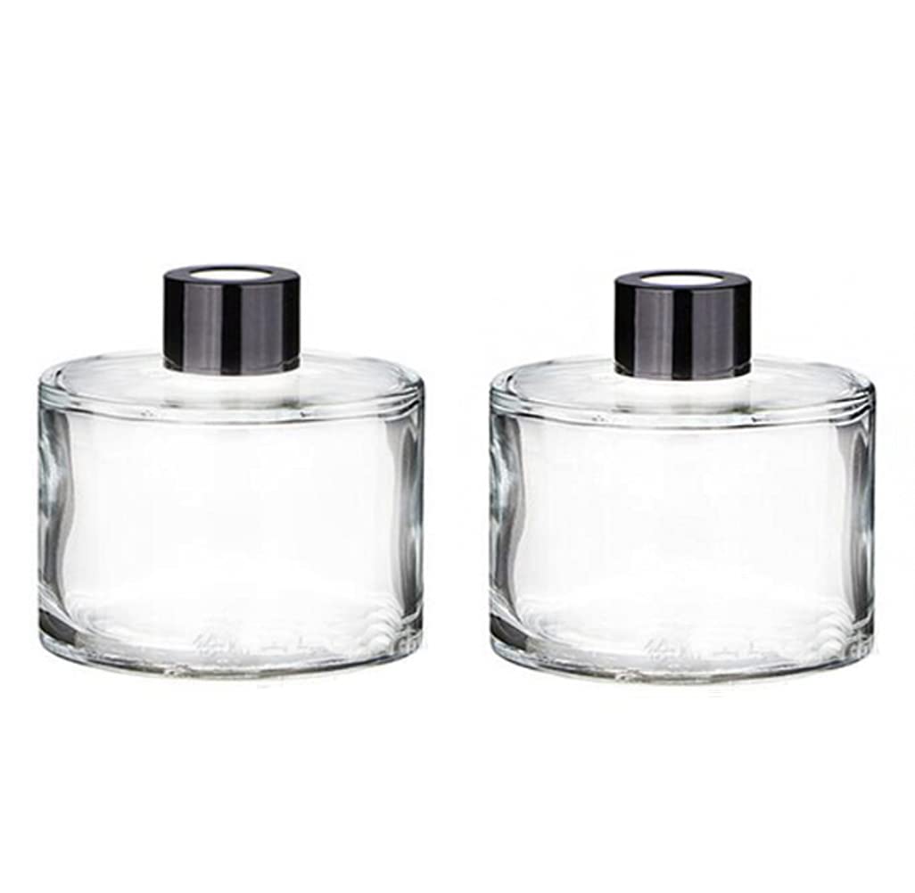 2 Pcs 50ml Empty Glass Round Diffuser Containers Jars Pot For Holding Reed Diffuser Sticks And Natural Long Lasting Fragrance Oil Used For DIY Your Own Essential Oil Reed Diffuser Gift Set (Clear)