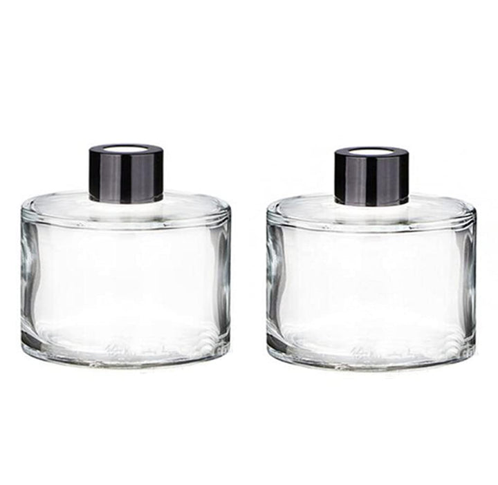 2 Pcs 50ml Empty Glass Round Diffuser Containers Jars Pot For Holding Reed Diffuser Sticks And Natural Long Lasting Fragrance Oil Used For DIY Your Own Essential Oil Reed Diffuser Gift Set (Clear)