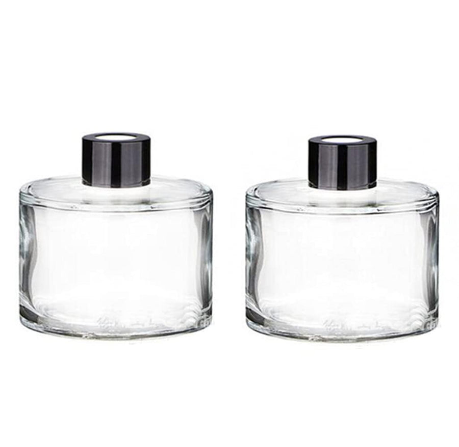 2 Pcs 50ml Empty Glass Round Diffuser Containers Jars Pot For Holding Reed Diffuser Sticks And Natural Long Lasting Fragrance Oil Used For DIY Your Own Essential Oil Reed Diffuser Gift Set (Clear)