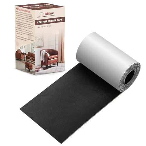 Leather Repair Patch,Leather Repair Tape, 3 x 60 inches Leather Repair Patch for Furniture,Vinyl Repair Kit,Leather Couch Patch,for Sofas, Furniture, Car Seats, Office Chairs(Black)