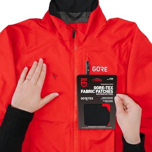 Tenacious Tape GORE-TEX Fabric Patches for Jacket Repair, Black, Round and Rectangle ,3” Round & 2” x 4” Rectangle