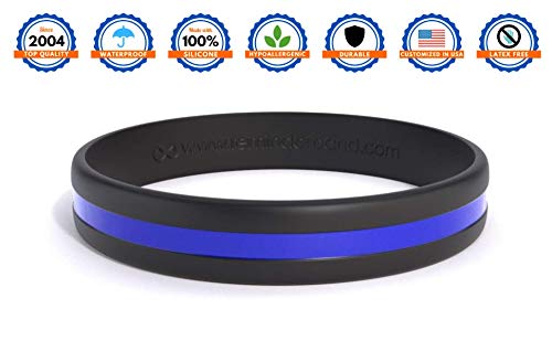 Thin Blue Line Bracelet - Silicone Police Wristband (Medium)
