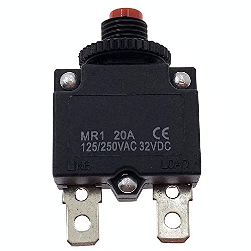 2Pcs 125-250VAC 32VDC Push Button Circuit Breaker 20Amp Thermal Overload Protector Manual Reset Thermal Circuit Breaker 20A