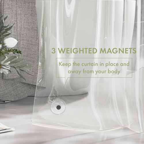 Shower Curtain Liner, 72x72 Clear Shower Curtain Liner, Waterproof Plastic Shower Liner, Cute Lightweight PEVA Shower Curtain for Bathroom with 3 Magnets and 12 Rustproof Metal Grommets