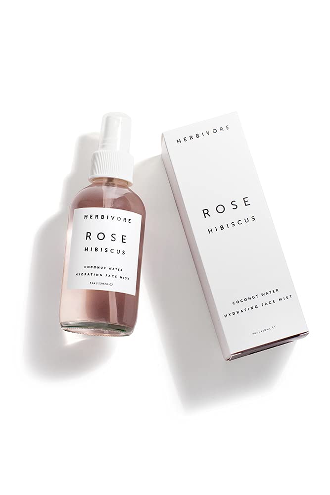 Rose Hibiscus Coconut Water Hydrating Face Mist – Natural Dewy Glow, Organic Rose Water + Vegan Hyaluronic Acid, Plant-Based, Vegan, Cruelty-Free, 4 oz