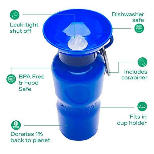 Dog Water Bottle | Portable Travel Water Bottle Dispenser for Dogs | Dog Gift Seen on Oprah's Favorite Things, Shark Tank | Leak-Proof Bottles Fill Bowl with Water | BPA-Free 22oz Indigo