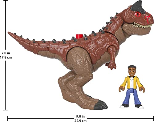 Imaginext Jurassic World Dinosaur Toy Camp Cretaceous Carnotaurus Toro & Darius Figure Set for Pretend Play Kids Ages 3+ Years