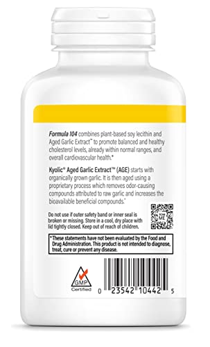 Aged Garlic Extract Formula 104 Cholesterol Health, 200 Capsules (Packaging May Vary)