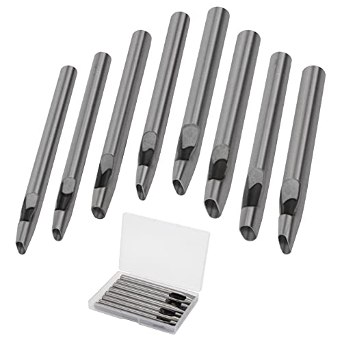 8 Size Oval Hole Punch for Leather 2mm-5mm, Leather Craft Punch Tools Set Hollow Punching Oval Belt Hole Cutter Tool for Watch Band, Belt, Leather Crafting with Storage Box