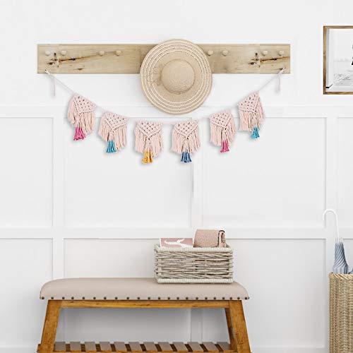 Hand-Woven Tapestry Boho Wall Hanging Decor Cotton Macrame Tassel for Home Décor (rainbow6)