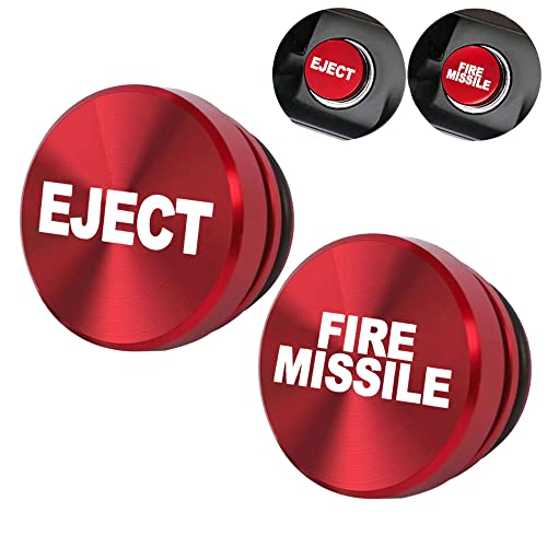 Aluminum EJECT FIRE MISSILE Button Car Cigarette Lighter Plug Cover Fits Most Automotive Vehicles Boats with Standard 12 Volt Power Source (EJECT red+FIRE MISSILE red)