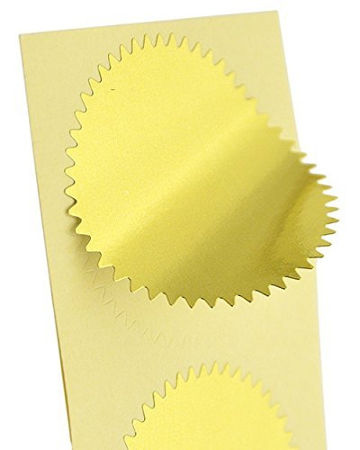 100pcs Embossing Stickers Blank Metallic Gold Certificate Seals Embossed Foil Stickers Scallop Edge Stickers Embosser Stamp Sealing Blank Certificate Self-Adhesive Stickers Notary Seals(Gold)