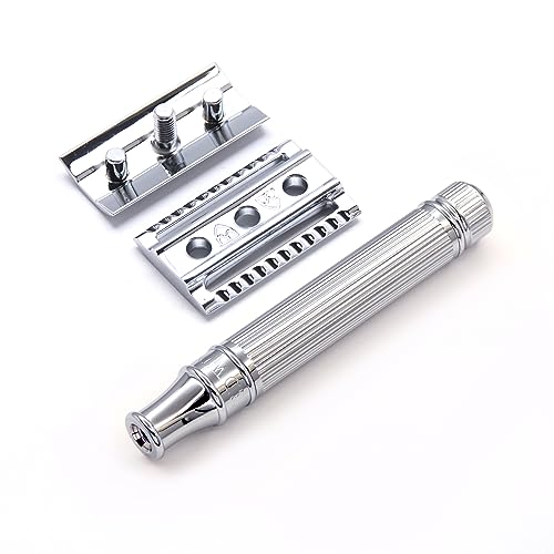 DE89LBLAMZ Classic Double Edge Manual Eco-Friendly and Reusable Safety Razor for Men and Women for Shaving Cream or Soap (Lined)