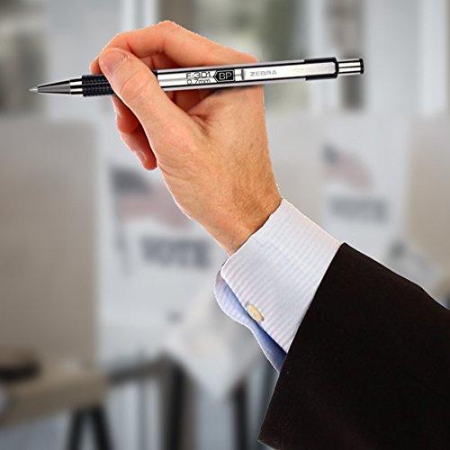 Zebra® F-301 Stainless Steel Retractable Ballpoint Pens, Fine Point, 0.7 mm, Black Ink, Pack Of 2