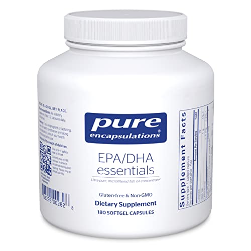 EPA/DHA Essentials - Fish Oil Concentrate Supplement to Support Cardiovascular Health - Premium EPA & DHA Supplement with Omega 3-180 Softgel Capsules