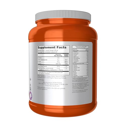Sports Nutrition, Egg White Protein, 20 g With BCAAs, Creamy Chocolate Powder, 1.5-Pound