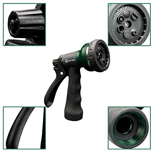 -Garden-Hose-Nozzle, ABS Water Spray Nozzle with 7 Adjustable Watering Patterns, Slip Resistant for Watering Plants, Lawn& Garden, Washing Cars, Cleaning, Showering Pets & Outdoor Fun.