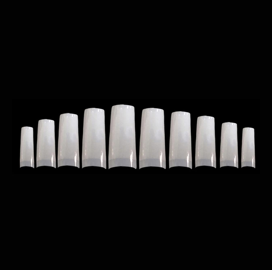 2PACK Natural/Clear Royal Salon 500 Acrylic False Fake Gel Nail Tips (Total 1000Tips) 10Sizes With Clear Acrylic Case For Nail Salon Nail Shop (Royal Salon)