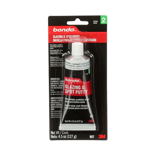 Bondo Glazing and Spot Putty, 4.5 oz, Fills Pinholes, Scratches, Minor Dings & Hairline Cracks, Can Be Used on Metal, Fiberglass, Wood and more, Fast Drying, Sandable in 30 Minutes (907C)