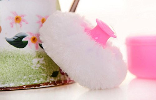 2 Pcs Baby After-Bath Powder Puff Sponge Box Kit Dispensor DIY Make up Cosmetic Loose Powder Jar Container Case (Pink)