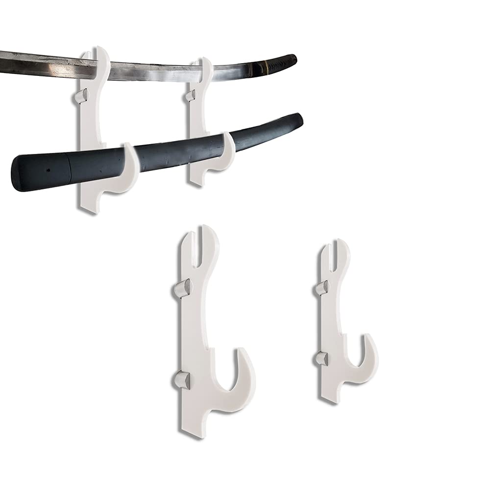 Sword Wall Mount,Sword Stand acrylic two-layer wall mounted samurai sword stand display stand, support all swords (White)
