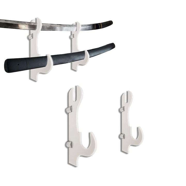 Sword Wall Mount,Sword Stand acrylic two-layer wall mounted samurai sword stand display stand, support all swords (White)