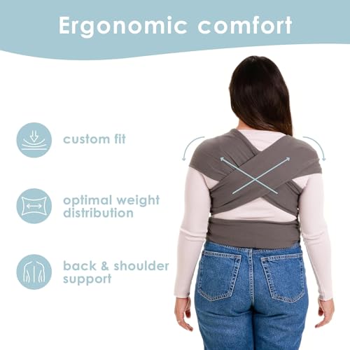 Stretchy Ergonomic Baby Carrier Sling for Newborns to Toddlers - Hands-Free Lightweight Baby Wrap 7-35 lbs (Dark Grey)