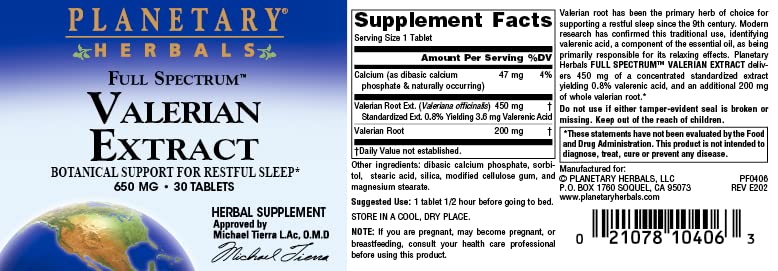Full Spectrum Valerian Extract Tablets, 30 Count