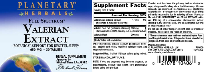 Full Spectrum Valerian Extract Tablets, 30 Count