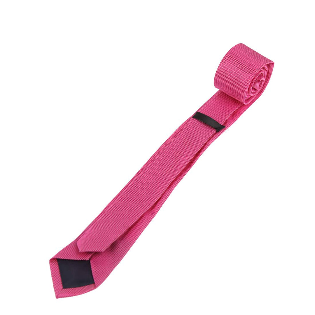 DAE1047 Magenta Checkered Mens Business-Casual Gift Skinny Tie