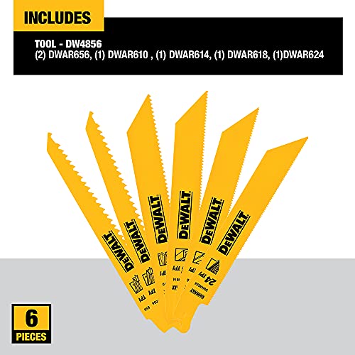 Reciprocating Saw Blade Set for Metal and Woodcutting, 6 Piece (DW4856)