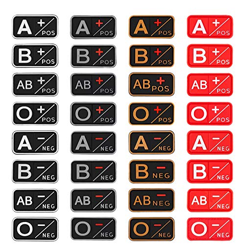Blood Type Patch Kit 3D PVC A+ B+ AB+ O+ Positive A- B- AB- O- Negative Rubber Fastener (A+)