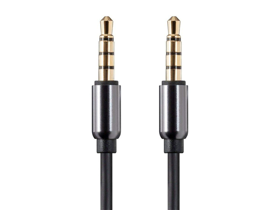Auxiliary 3.5mm TRRS Audio & Microphone Cable - Use with Smartphones and Tablets, Gold Plated, 3 Feet, Black - Onyx Series