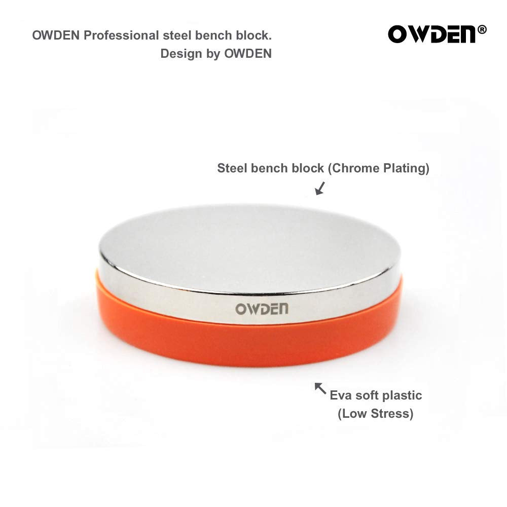 Professional Steel Bench Block(No Rebound), Metal Bench Block for Jewelry Stamping Tool,(Diameter: 3 Inches, Height: 3/4 Inch) Steel Part: Mirror Polishing with Chrome Plating.