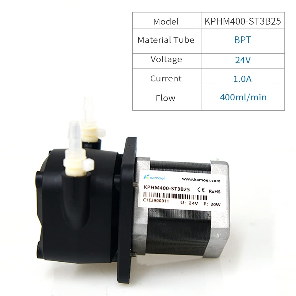 Stepper peristaltic pump 24V high flow Kamoer KPHM400 lab liquid dosing pump 400ml/min variable speed