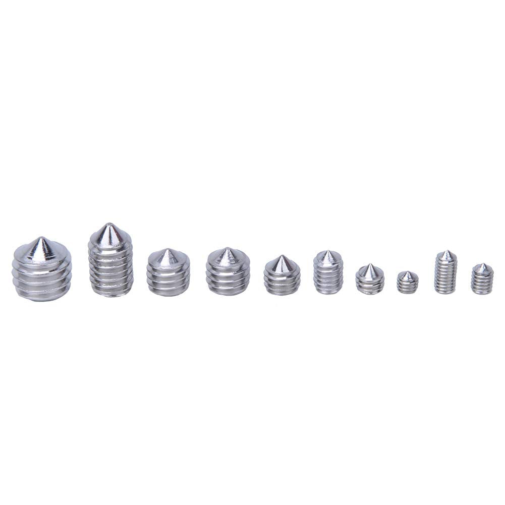 Allen Head Socket Hex Grub Screw Cone Point Set Screw Metric 304 Stainless Steel Set Screws Bolts Assortment Kit M3 M4 M5 M6 M8 with Storage Box