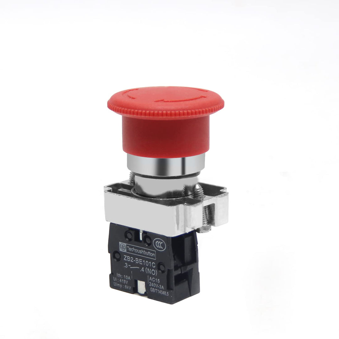 22mm Red Mushroom Emergency Stop Push Button Switch 660V 10A Self-Locking 1NO NC Emergency Stop Switch LAY7