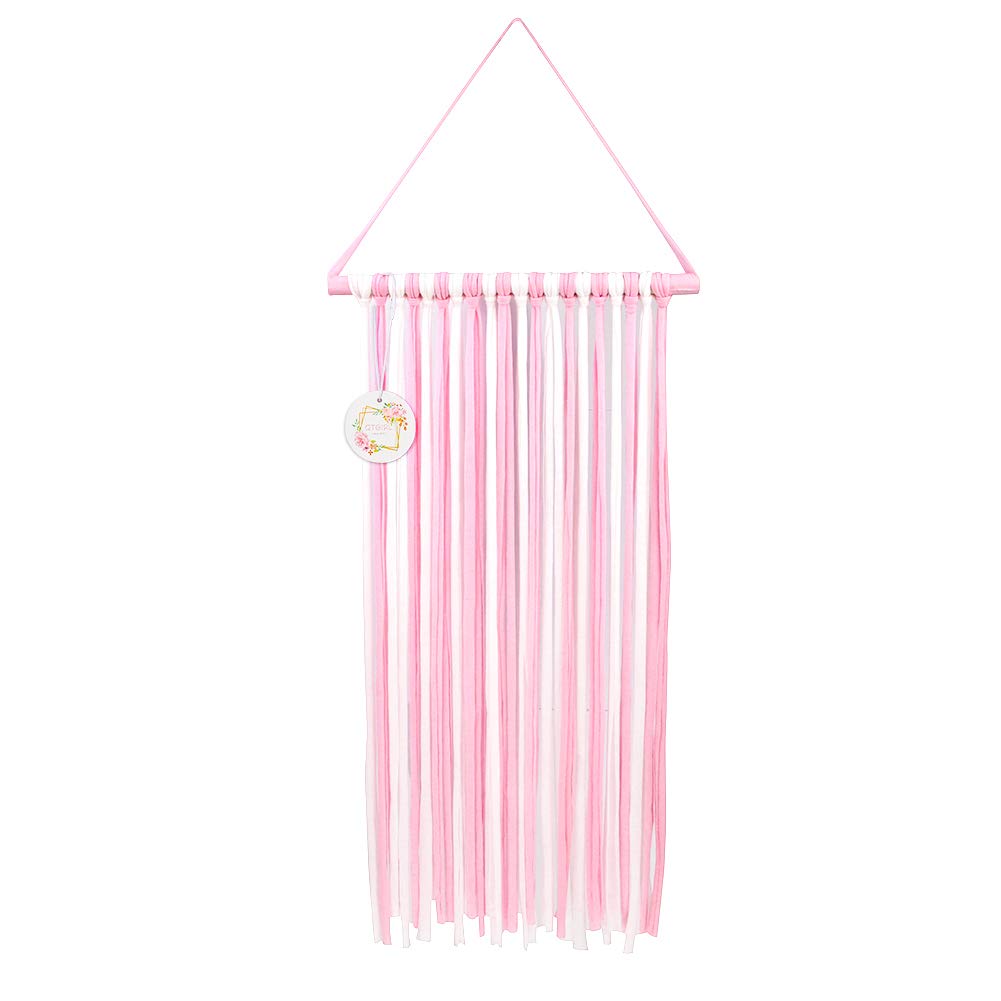 Baby Girls Hair Bow Holder 30 Long Bow Hanger Hair Clips Storage Organizer(Pink+White)