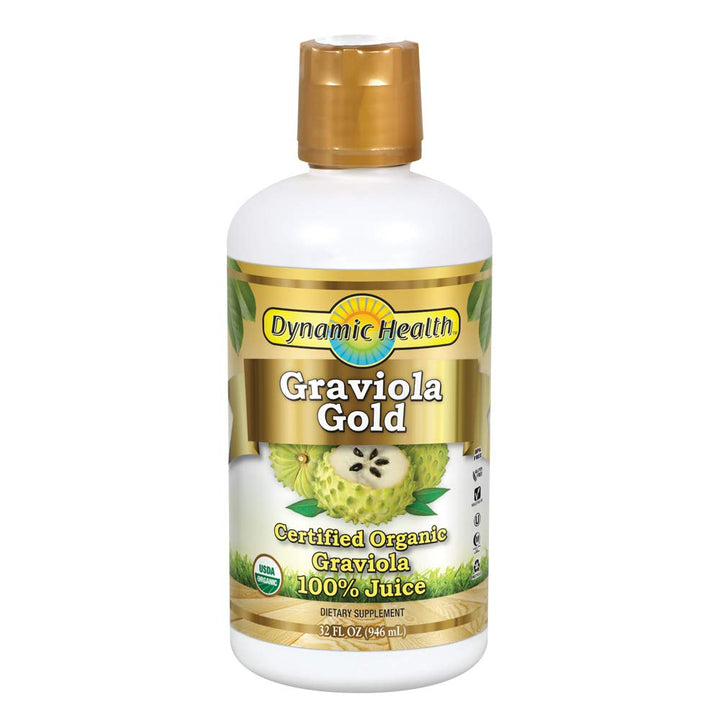 Graviola Gold | Organic Graviola 100% Juice | Vegetarian, No Gluten or BPA, Dietary Supplement | 32oz