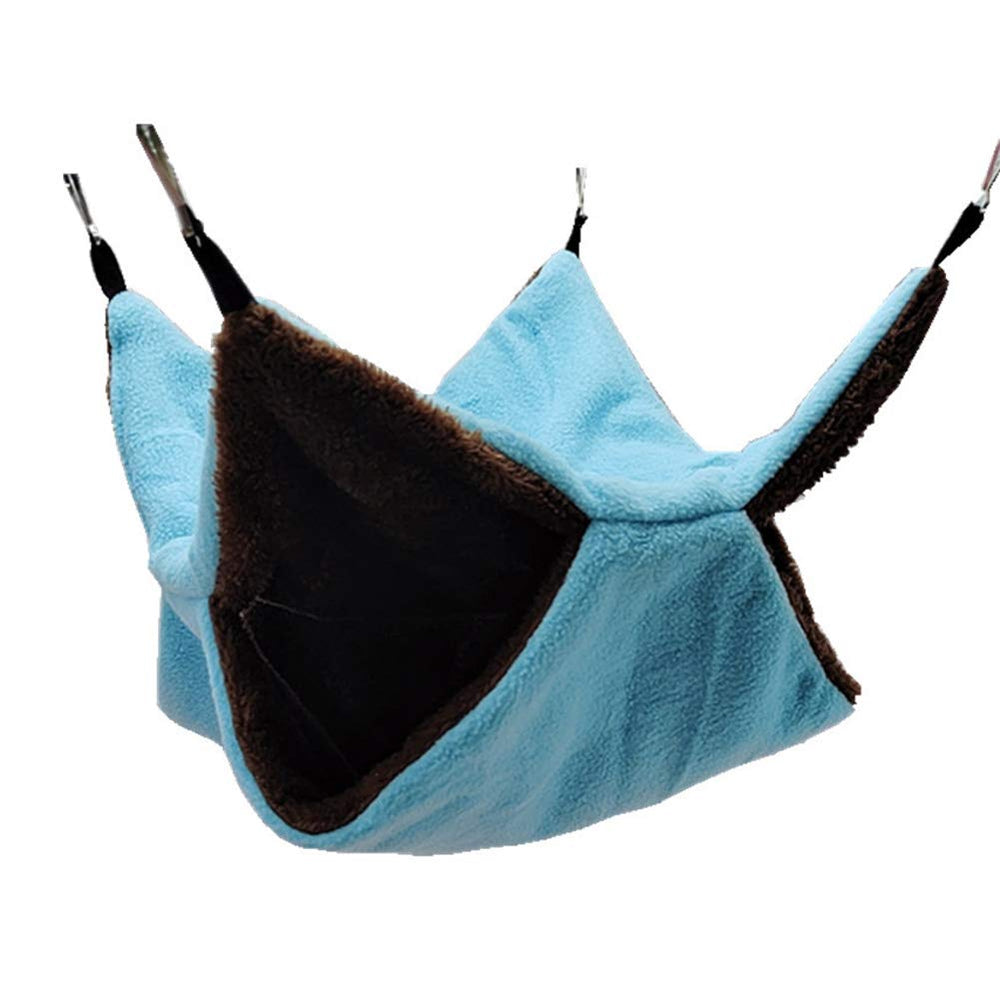 Bird Nest Double Layer Hanging Hammock Bed Toy for Parrot Parakeet Cockatiel Conure Cockatoo African Grey Amazon Lovebird Finch Budgie Hamster Rat Gerbils Chinchilla Cage Perch (Blue)