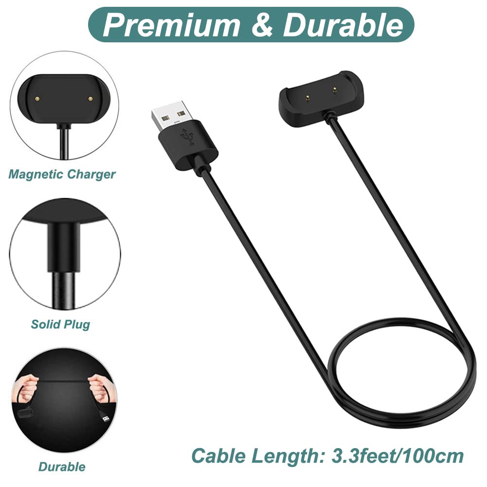 Charger Cable for Amazfit Bip 5, Bip 3, Bip U, T-Rex Pro, GTS 4 Mini, GTS 2, GTS 2 Mini, GTS 2e, GTR 2, GTR 2e, Active, USB Charging Cable Dock Cord 3.3ft Smartwatch Accessories