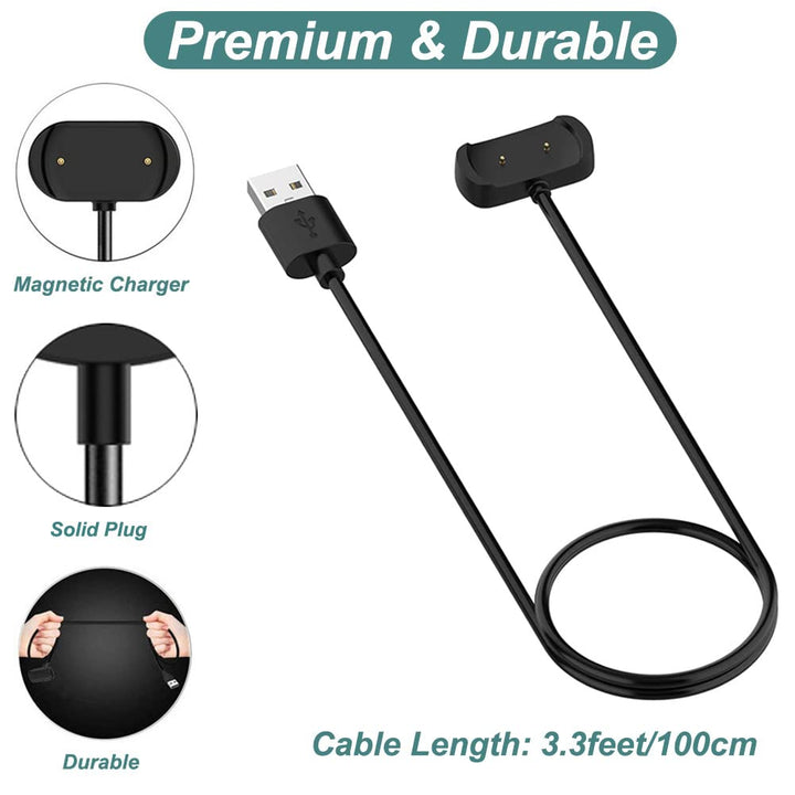 Charger Cable for Amazfit Bip 5, Bip 3, Bip U, T-Rex Pro, GTS 4 Mini, GTS 2, GTS 2 Mini, GTS 2e, GTR 2, GTR 2e, Active, USB Charging Cable Dock Cord 3.3ft Smartwatch Accessories