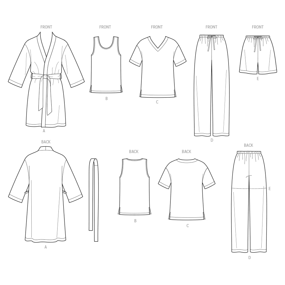 US1563A Easy to Sew Teen's, Men's and Women's Pajama Sewing Pattern Kit, Code 1563, Sizes XS-XL