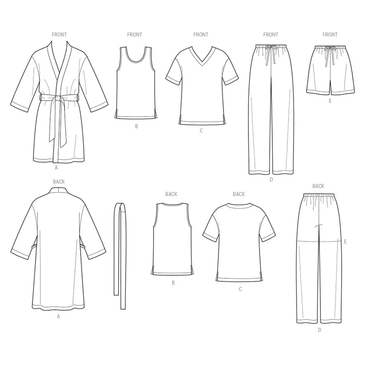 US1563A Easy to Sew Teen's, Men's and Women's Pajama Sewing Pattern Kit, Code 1563, Sizes XS-XL