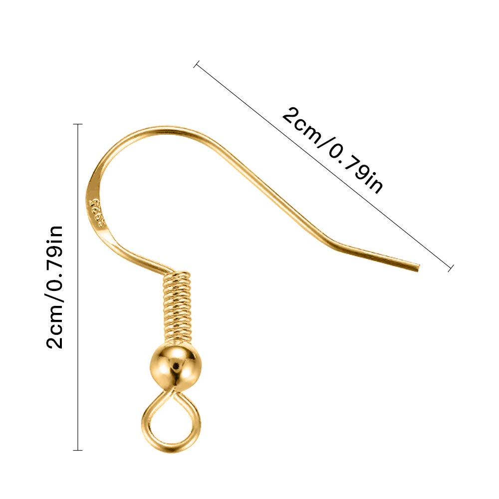 200 PCS/100Pairs 925 Sterling Silver and Gold Earring Hooks,Hypo-allergenic Fish Earring Hooks Earwires for DIY Jewelry Making Supplies with 200 PCS Soft Silicone Earring Backs