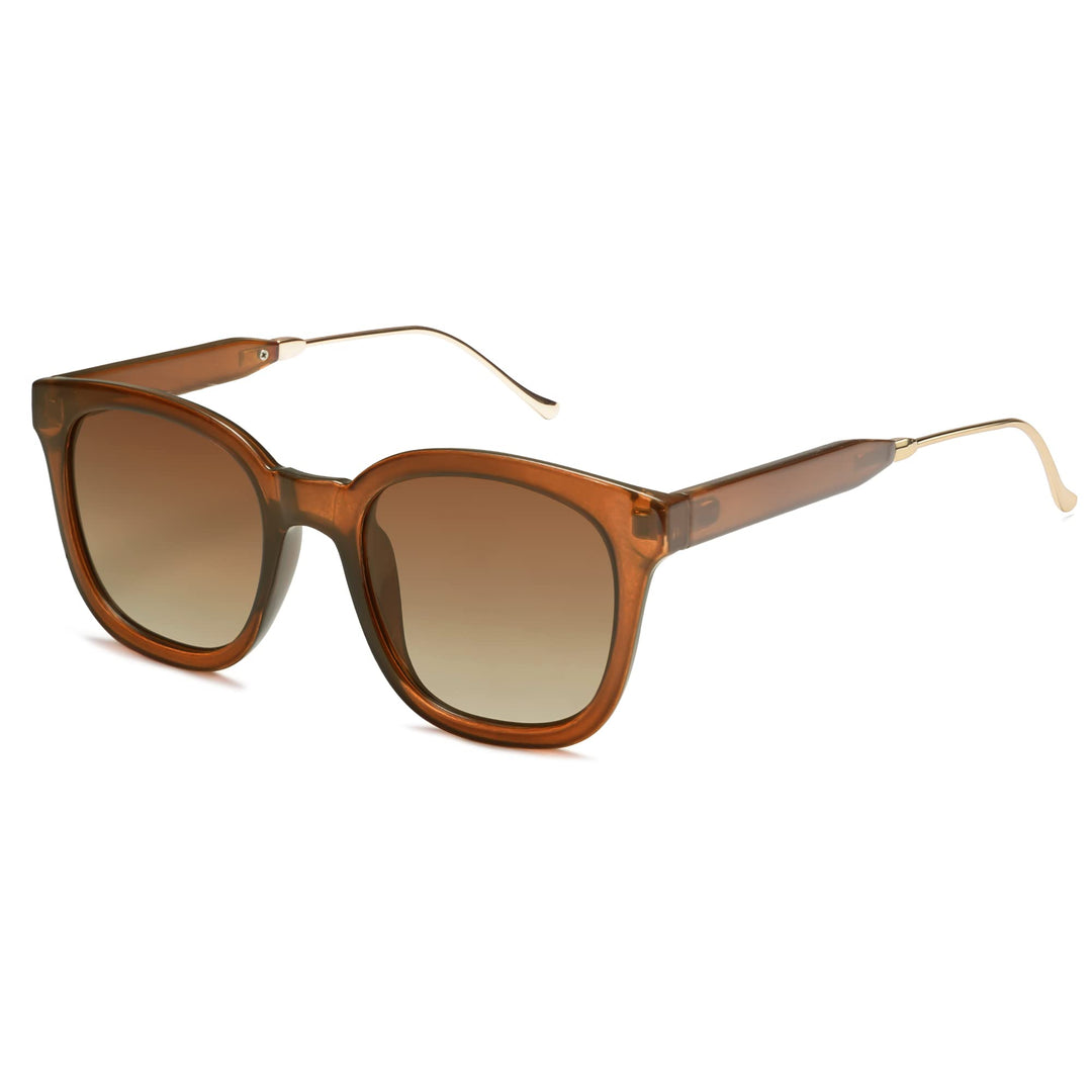 Classic Square Polarized Sunglasses Womens Mens Retro Trendy UV400 Sunnies SJ2050, Dark Brown/Brown