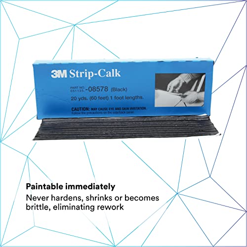 Strip Calk, 08578, 1 ft Strips, Black, Soft Butyl Rubber, Permanent Elasticity, Joint Filling, Trunk Seams, 60 Pack