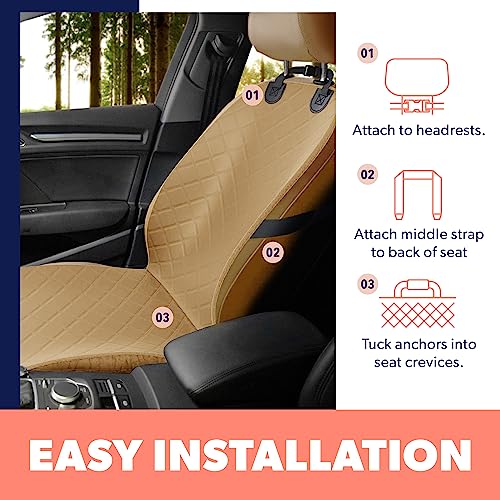 Dog Car Seat Cover, Waterproof Front Seat Protector for SUV Truck Sedan, Pet Safety Travel Comfort System with Universal Fit, Black